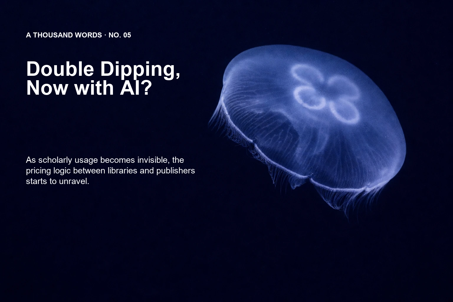 Moon jelly against a deep-blue background with the title Double Dipping, Now with AI? and an English subtitle.